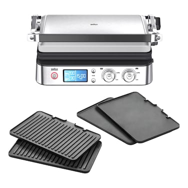 Braun MultiGrill 9 CG 9043, 2000 W Contact Grill, Black and Stainless Steel, 3-in-1 Cooking Positions