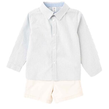 Tex Baby Boys Striped Shirt and Shorts Set, Turquoise, 4 Years