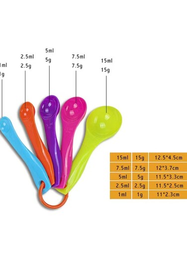 Color Measuring Spoons Set Salt Spoon Gram Spoon 1 2.5 5 7.5 15ml Measure Spoon Kitchen Seasoning Spoon Cake Baking Tool