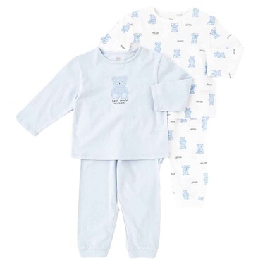 Tex Baby Organic Cotton Printed Pajama Set Sky Blue, 36 Months, 2PCS