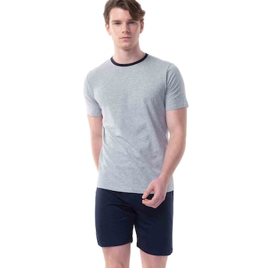 Tex Men Short Sleeve Shorts Set, X14, Grey