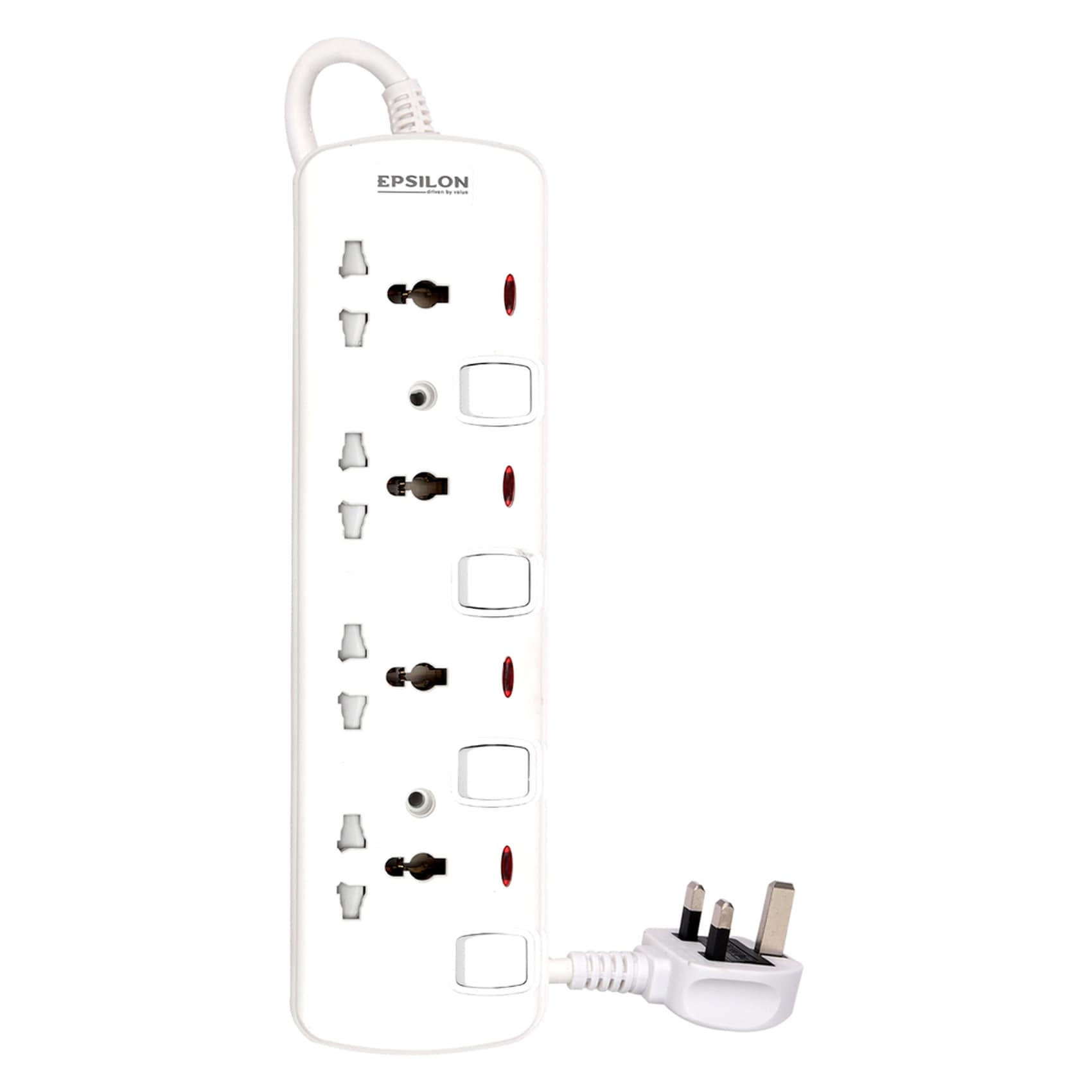 Buy Epsilon 4 Way Socket with Switches, 5m Online | Carrefour UAE