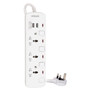 إبسيلون موزع الطاقة ثلاثي المنافذ + منفذ USB من النوع C، بطول 3 أمتار