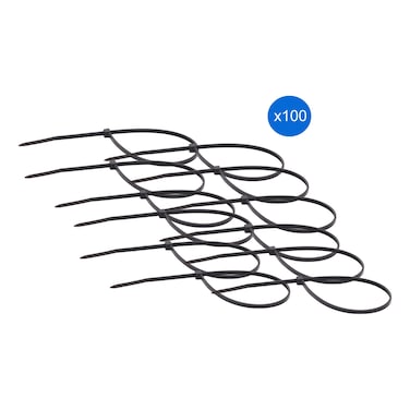 Epsilon Nylon Cable Tie, Black, 100 PCS