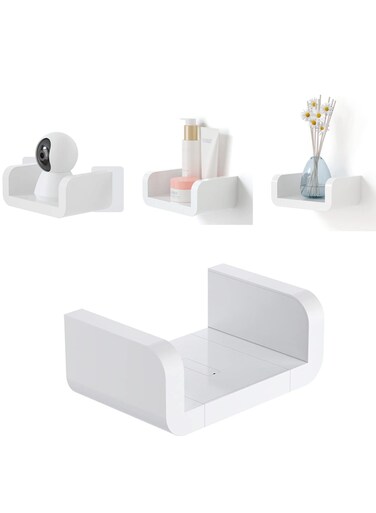Floating Shelf Non-Drilling Organizer for Monitors and Security Cameras U-Shaped Display Shelf for Home Office Kitchen and Bathroom Storage