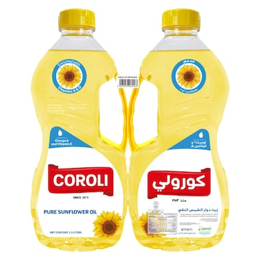 Coroli Pure Sunflower Oil, 1.5L Pack of 2