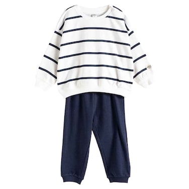 Tex Baby Soft Fabric Striped Sweatshirt and Jogger Set, Navy, 36 Months, I274195