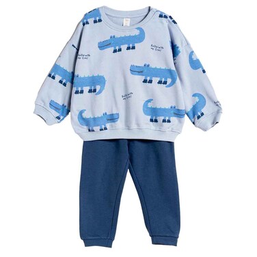Tex Baby Soft Fabric Printed Sweatshirt and Jogger Set, Light Blue, 4 Years, I274193