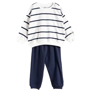 Tex Baby Soft Fabric Striped Sweatshirt and Jogger Set, Navy, 23 Months, I274195
