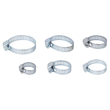 Epsilon 6-Piece Stainless Steel Hose Clip Set with Adjustable Screw Clamps