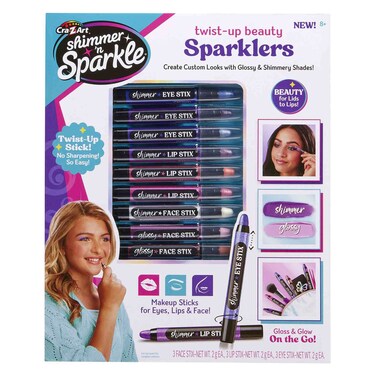 كرا-زي-آرت شيمر آند سباركل تويست أب بيوتي سباركلرز أقلام مكياج للعيون والشفاه والوجه، مناسبة للأطفال من عمر 8 سنوات فما فوق