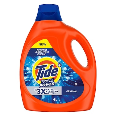 Tide Triple Power Liquid Detergent, Original Clean and Fresh, 4L
