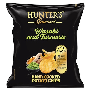 Hunter's Gourmet Wasabi and Turmeric Hand Cooked Potato Chips, 40g
