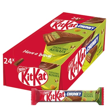 Nestle Kitkat Chunky Pistacio Kunafa Chocolate Wafer, 41g Pack of 24