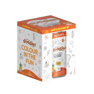 كارفور أودلز أوف دودلز ماء بنكهة الأناناس والبرتقال بدون سكر مضاف 250 مل × 4