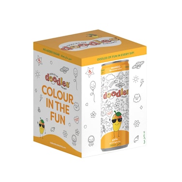 Doodles No Added Sugar Mango Flavoured Water, 250ml Pack of 4