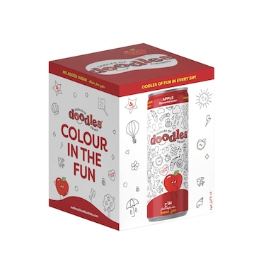 كارفور أودلز أوف دودلز ماء بنكهة التفاح بدون سكر مضاف 250 مل × 4