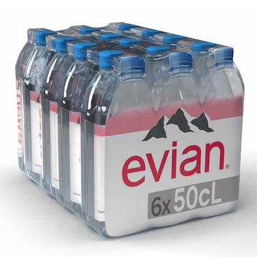 Evian Natural Mineral Water, 500ml Pack of 12