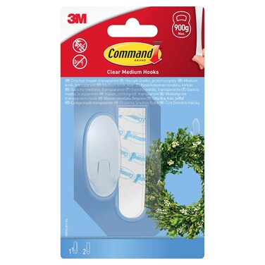 3M Command Clear Medium Hook with Adhesive Strips