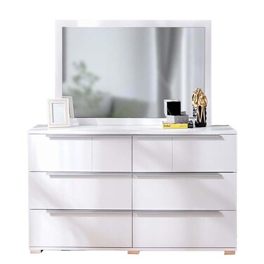 بروكلين خزانة ملابس مع مرآة، بيضاء