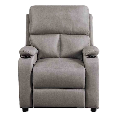 ميستك كرسي استرخاء قماش 1 مقعد بنظام الدفع للخلف مع حامل أكواب - بيج فاتح