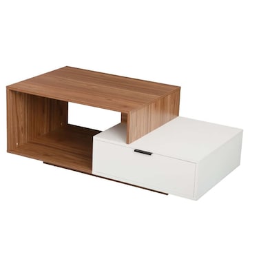Ecrin Coffee Table With Drawer-&nbsp; Walnut/White