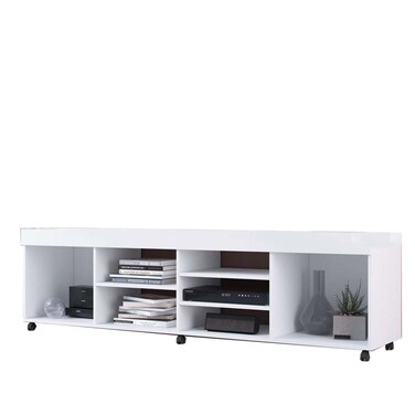 سويلو رف تلفاز لأجهزة تلفاز حتى 50 بوصة مع مساحة تخزين - لون أبيض
