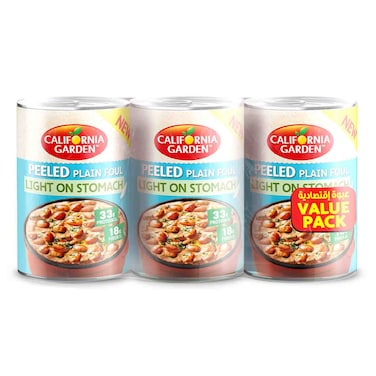 California Garden Peeled Plain Foul 450g, Pack of 3