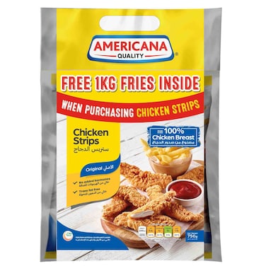Americana Quality Chicken Strips 750g with Free Fries 1kg Inside the Pack)