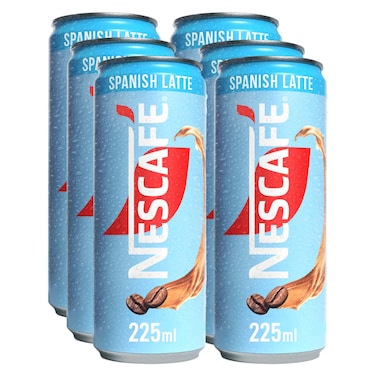 Nescafe Spanish Latte Iced Coffee On-The-Go Can, 225ml Pack of 6