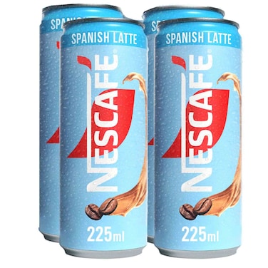 Nescafe Spanish Latte Iced Coffee On-The-Go Can, 225ml Pack of 4