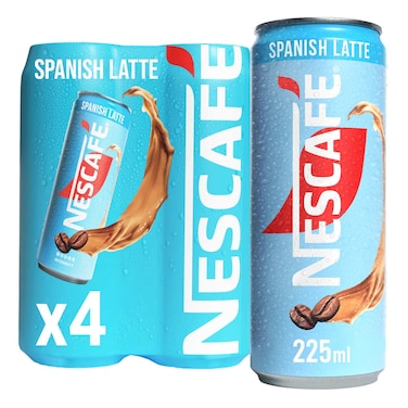 Nescafe Spanish Latte Iced Coffee On-The-Go Can, 225ml Pack of 4