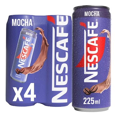Nescafe Mocha Iced Coffee On-The-Go Can, 225ml Pack of 4