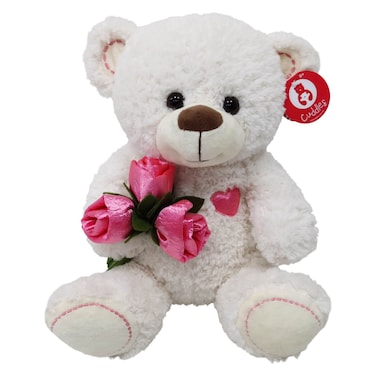 Cuddles Bear with Roses, Cream, 30cm