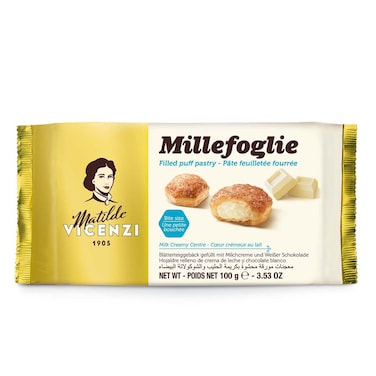 Matilde Vicenzi Millefoglie Filled Puff Pastry Milk Cream, 100g