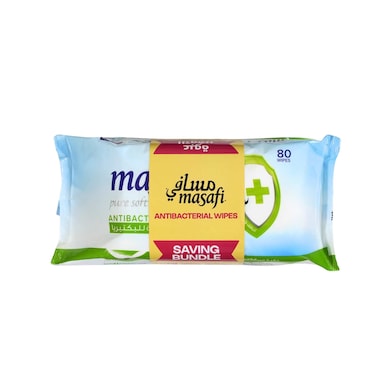 Masafi Pure Soft Antibacterial Wet Wipes Special Offer, 80 Wipes Pack of 2