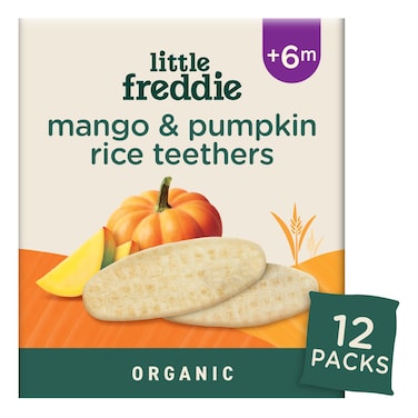 Little Freddie Organic Baby Food Snack, Mango &amp; Pumpkin Teethers, +6m, 48g