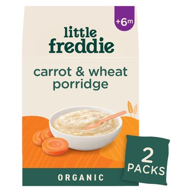 Little Freddie Organic Baby Food Cereal, Carrot &amp; Wheat Porridge, +6m, 160g