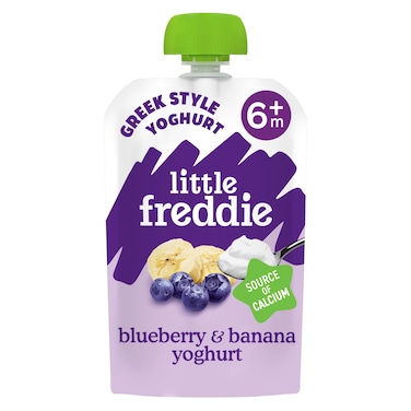 Little Freddie Organic Baby Food Pouch, Blueberry &amp; Banana Greek Style Yoghurt, +6m, 100g