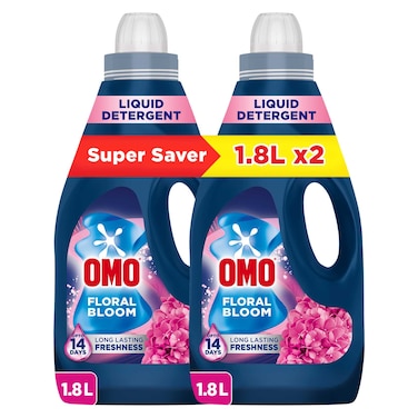 OMO Laundry Liquid Detergent, Floral Bloom, Touch of Comfort, 1.8L Pack of 2