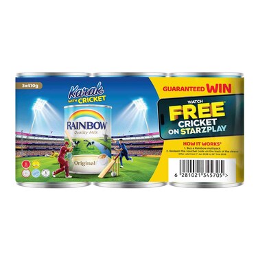 Rainbow Original Evaporated Milk, 410g Pack of 3