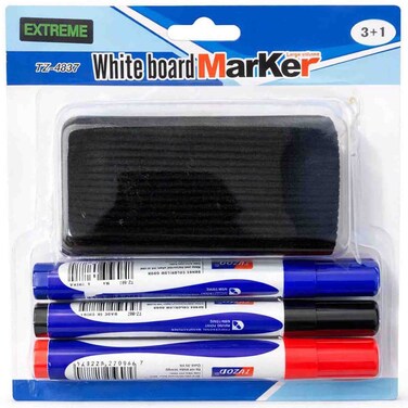Extreme Whiteboard Marker Set - 3 Markers, 1 Eraser