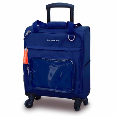 Cosmo Liluxe Kids Cabin Trolley Bag with Soft Case , Blue, Small, 20 Inch