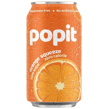 Popit Zero Sugar Carbonated Drink Orange Squeeze, 300ml