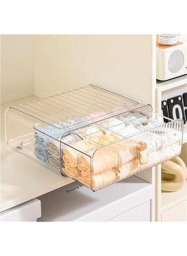 Socks Underwear Drawer Organzier Dividers, 16 Cell Stackable Closet Organzier, Drawer Organzier for Clothing, Plastic Underwear Organziers and Storage for Baby Clothes, Bra, Ties, Belts (16Cell)