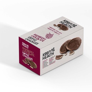 Keen Health Raspberry Chocolate Dipped Crackers, 9g Pack of 18