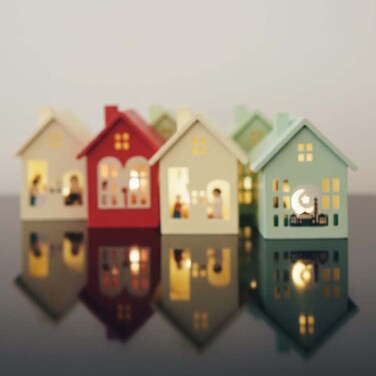 رمضان طقم ديكور بيوت مضيئة متنوعة مع زخارف الهلال