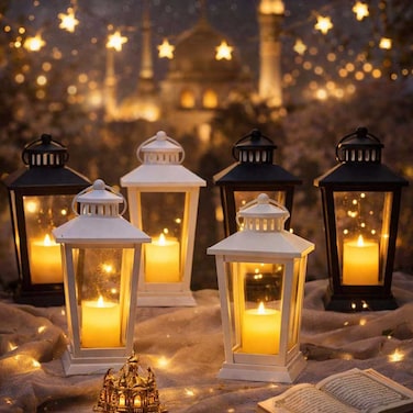 Ramadan Mixed Decorative Lantern Set with Warm Candle Glow