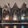 Golden Silver Ramadan Decorative Lantern Set with Multicolour Glass Panels