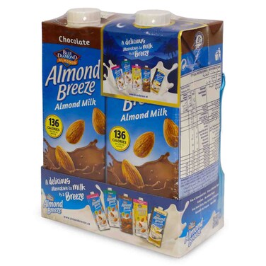 Blue Diamond Almond Breeze Chocolate Original Almond Milk, 1L Pack of 2